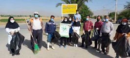 جمع آوری زباله های بلواری جمهوری اسلامی مصیری با همکاری شبکه بهداشت و درمان و شهرداری